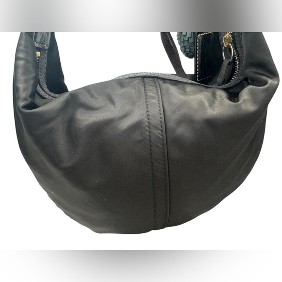 Coach Y2K Vintage 2000s Hampton Black Nylon Satin Hobo Teal Interior Purse - Picture 11 of 14